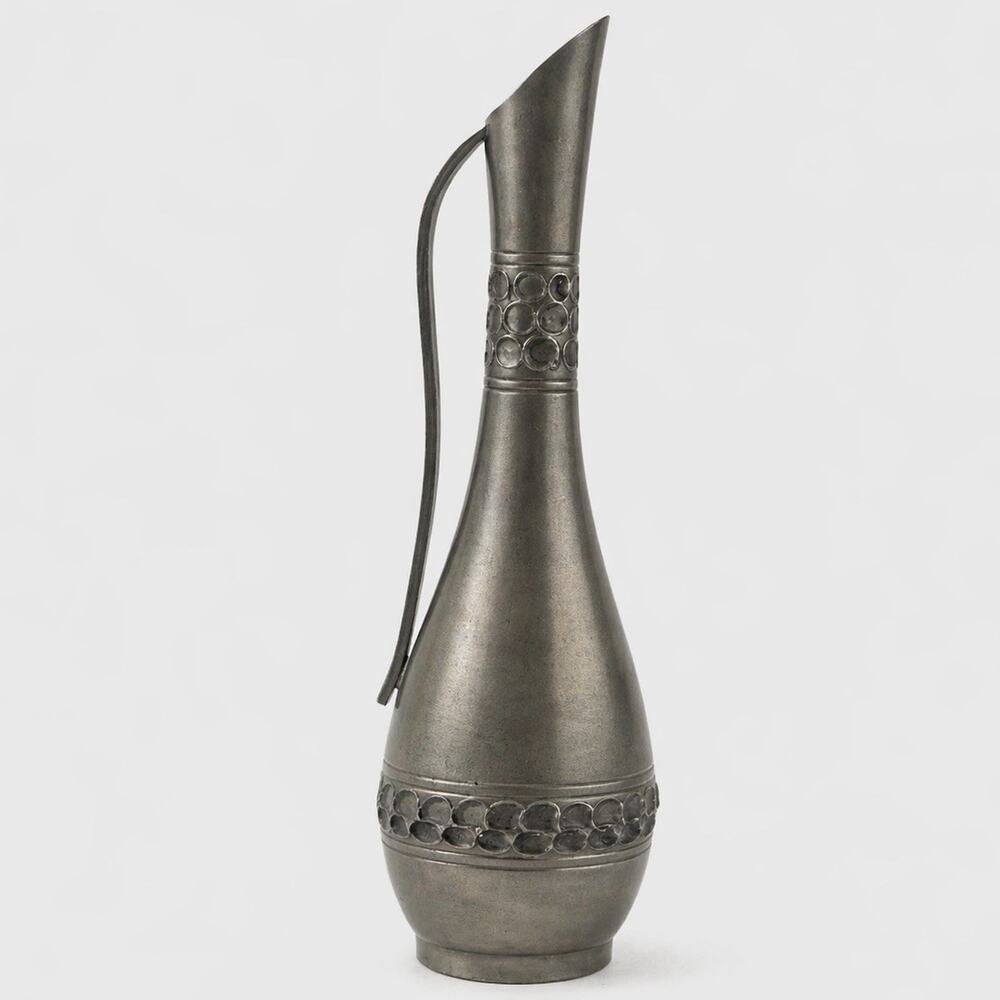 Selandia Norway Pewter Pitcher Vase MCM Scandinavian Vintage Atomic Retro Decor